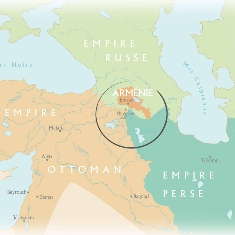Carte de l’Arménie : un passage entre l’Orient et l’Occident. © Zigzagone